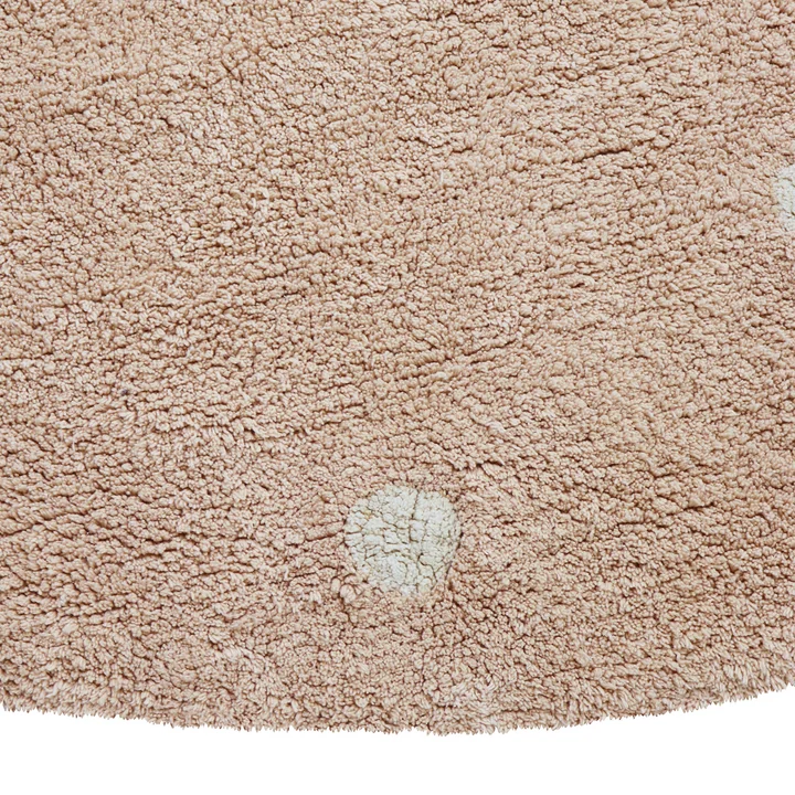 Lorena Canals - Round Dot Teppich, Ø 140 cm, chestnut / rose