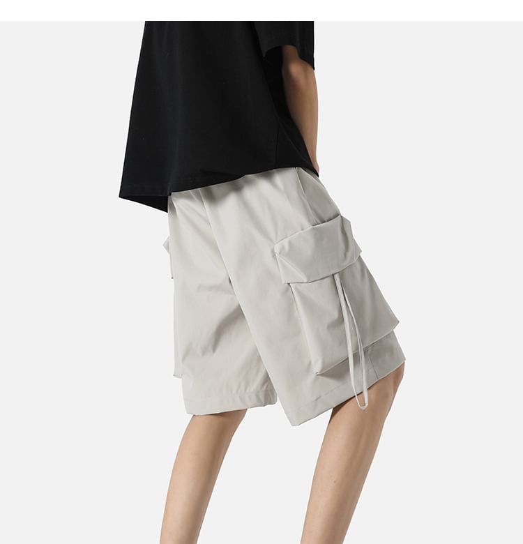 Cowpow - Mid Rise Plain Cargo Shorts