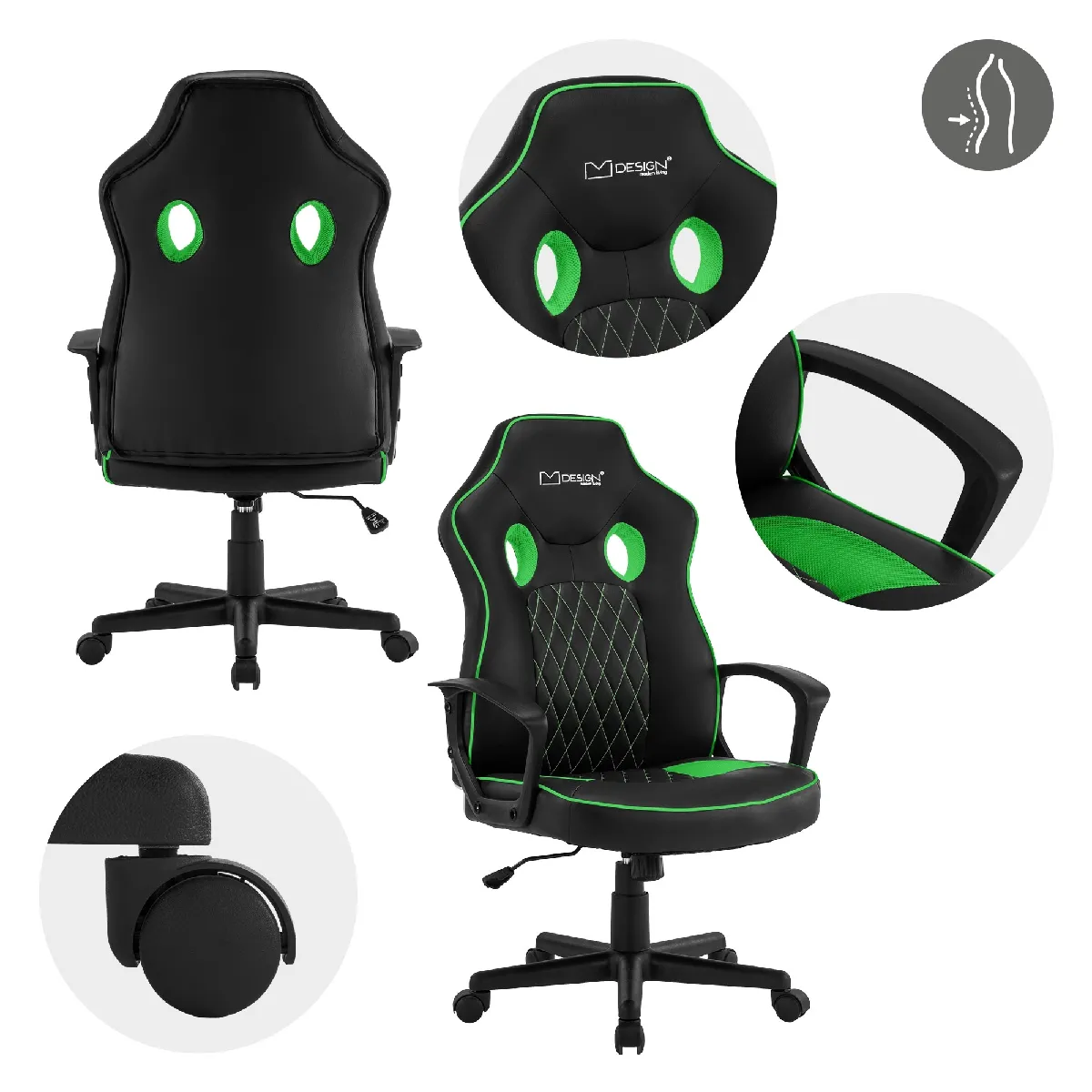 ML DESIGN MODERN LIVING ML-Design Gamer - Noir/Vert