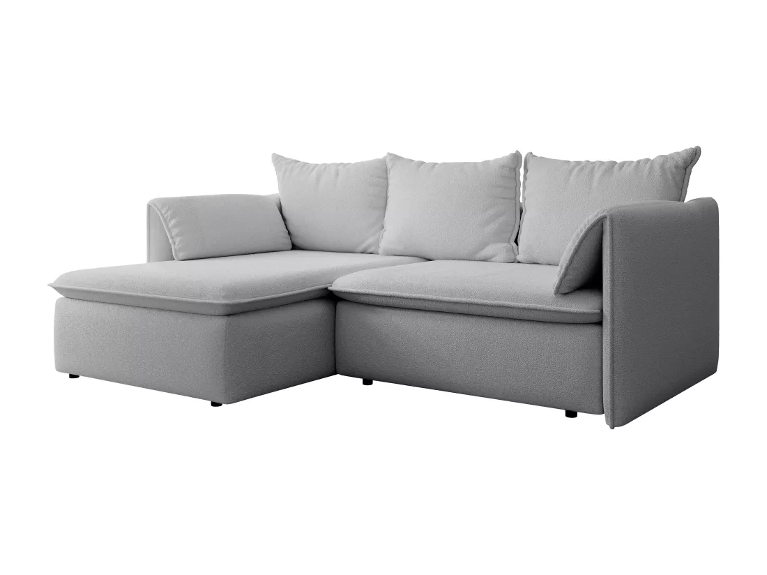 Canapé d'angle gauche convertible en tissu texturé gris TEODORA