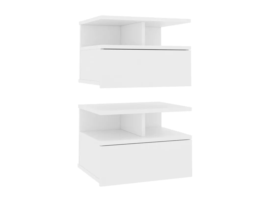 800406 Tables de chevet flottantes 2 pcs Blanc Bois ingénierie