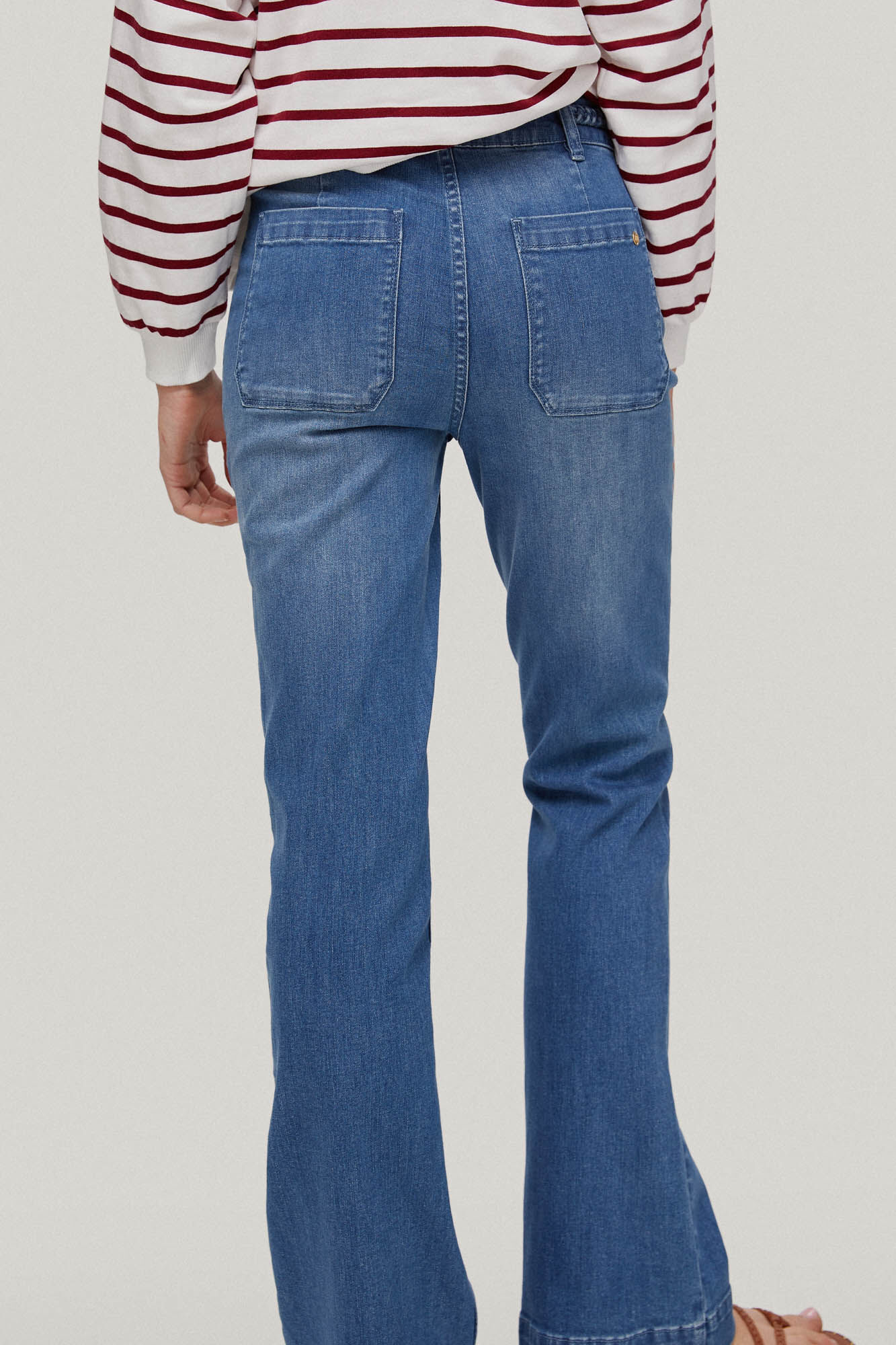 Calça jeans flare trançada - Azul