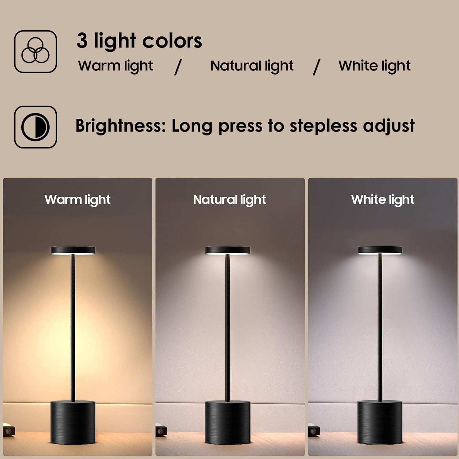 (34cm) 12 LED's Schreibtisch Lampe Dimmbares USB Home Deko Licht mit Touch Steuerung - Roségold