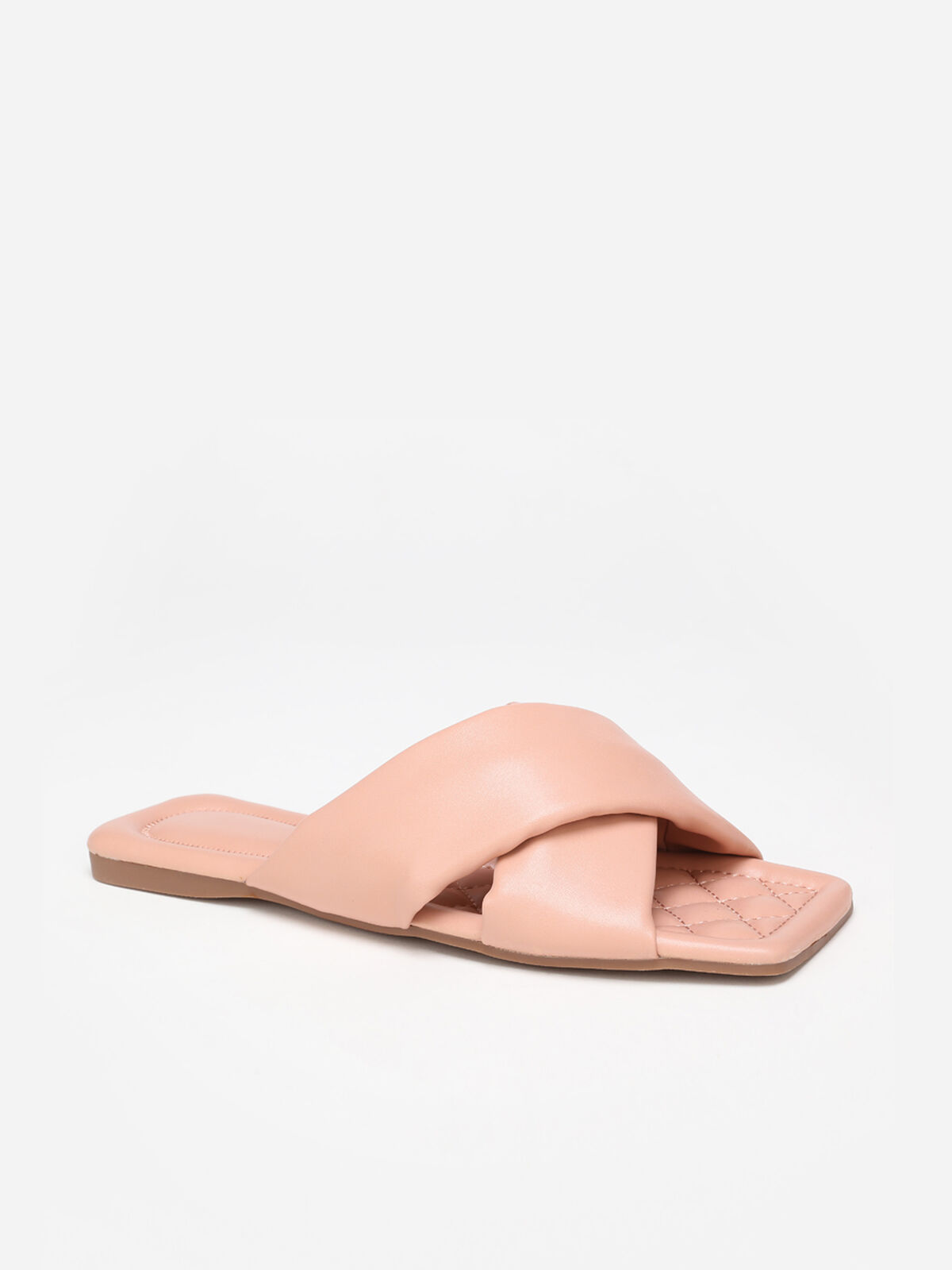 Mules à larges brides croisées- Rose