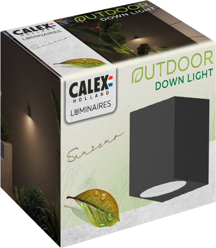 Calex wandlamp Sanremo zwart 6,8 x 8,1 x 9,2 cm