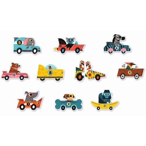 Djeco puzzel duo racewagens 10x2st