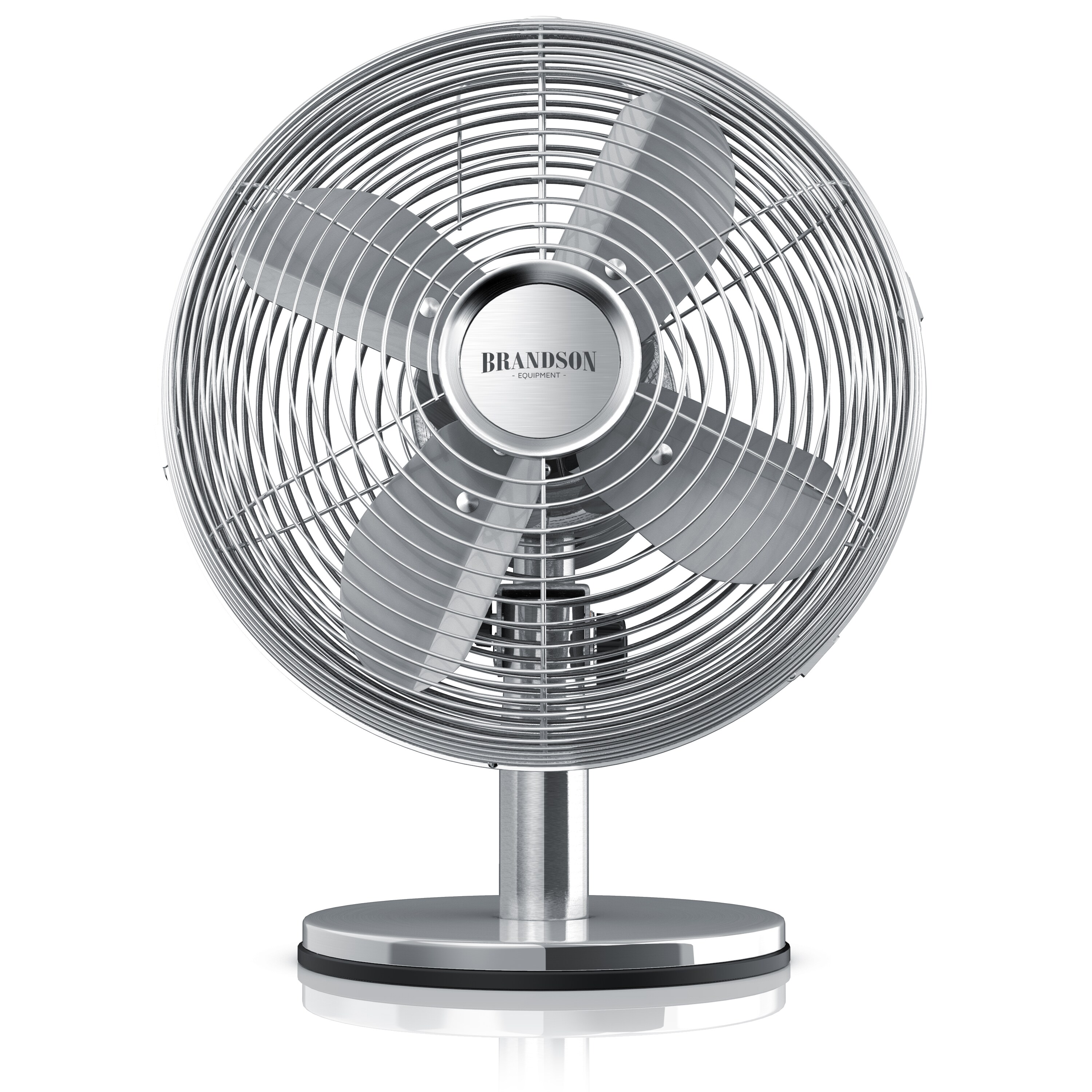 Brandson 30W Tischventilator Retro Style, Ventilator, Oszillation 80°, Neigungswinkel ca. 40°, 3 Geschwindigkeiten, Chrome Line