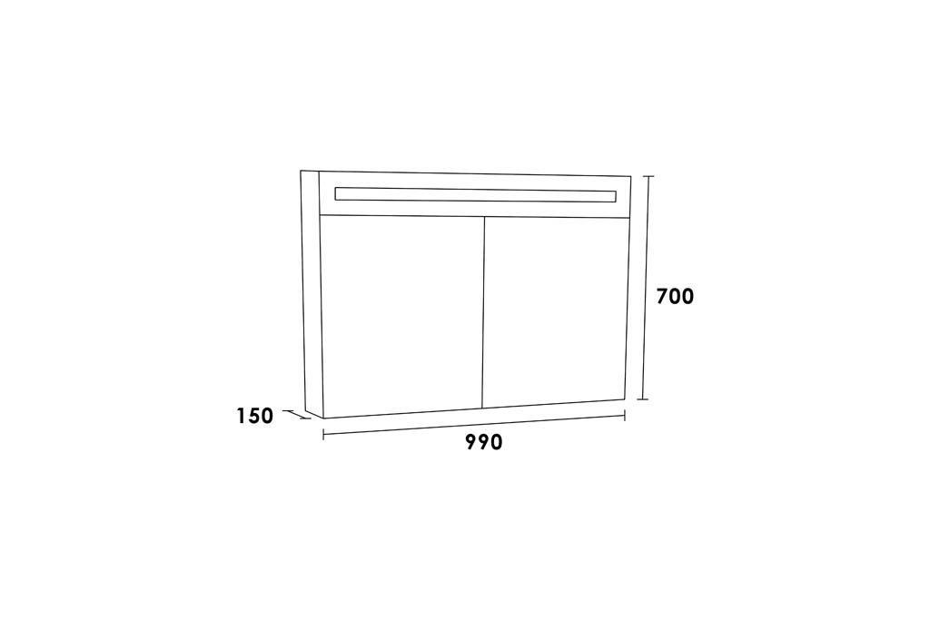 Brauer Promise Deluxe spiegelkast 100cm met 2 deuren en verlichting wit glans