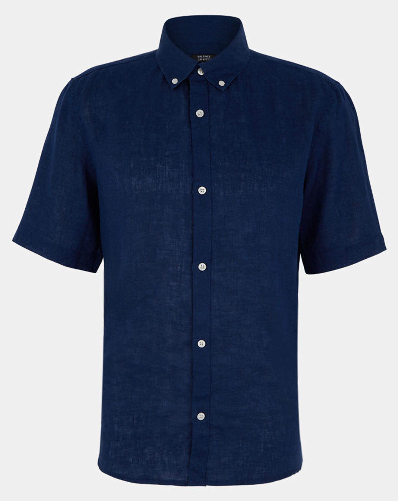Galeries Lafayette Chemise droite 100% Lin Kilinco bleu marine