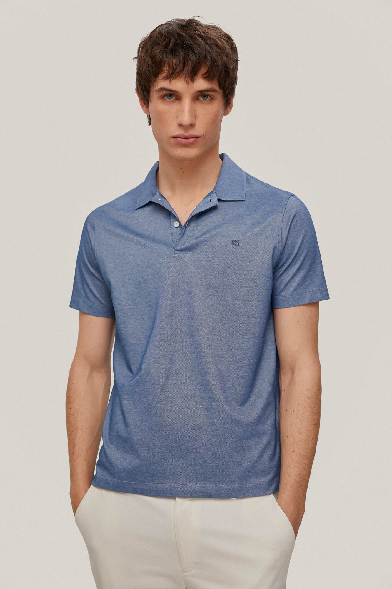 Camisa polo Oxford piqué - Azul
