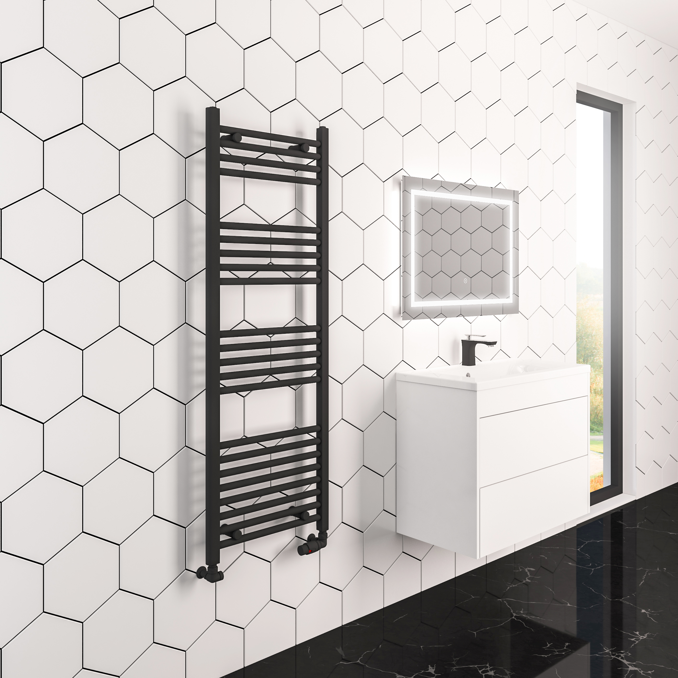Eastbrook Wingrave verticale verwarming 140x40cm mat zwart 571 watt