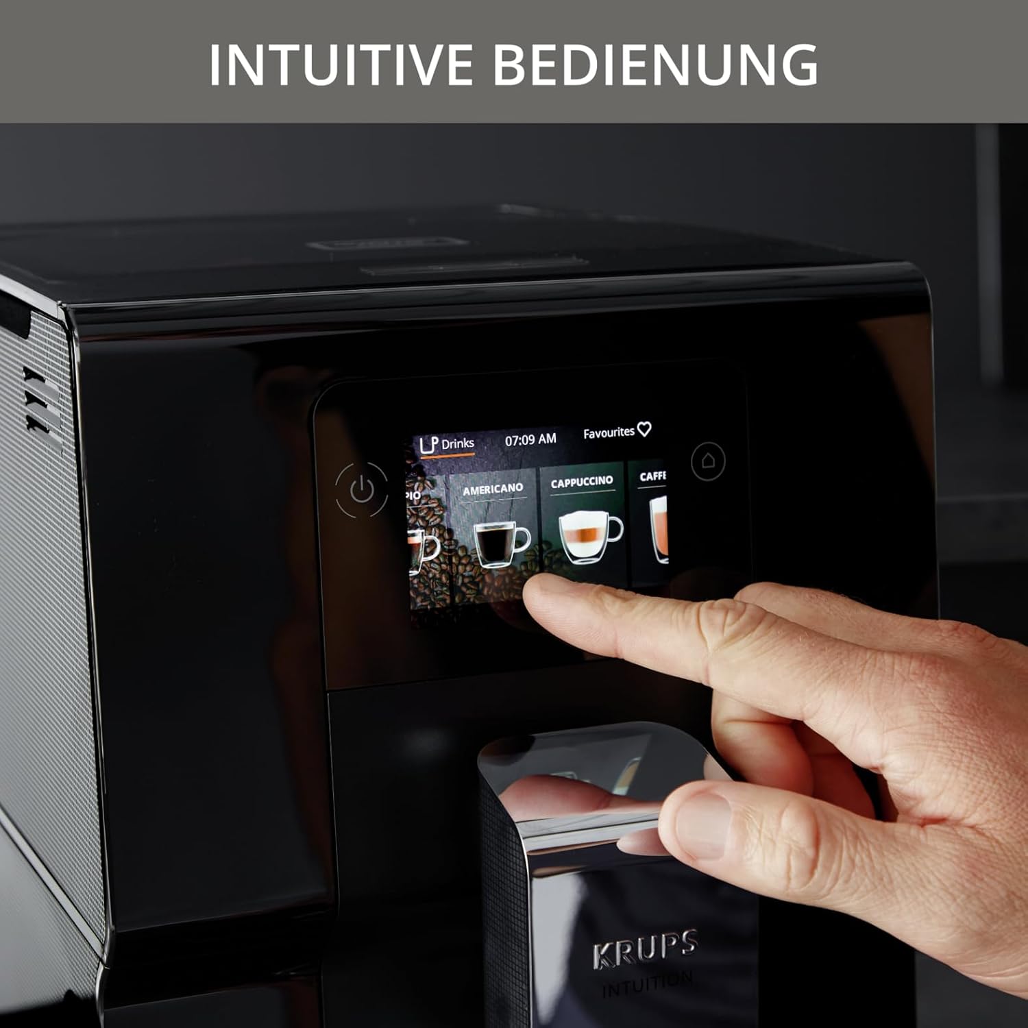 Krups Intuition Preference Kaffeevollautomat mit Smartphone-ähnlicher Bedienung, 3.5' Farb-Touchscreen, Smart Slide Technology, intuitives Lichtsystem, 11 Getränke, Milchbehälter, EA873810