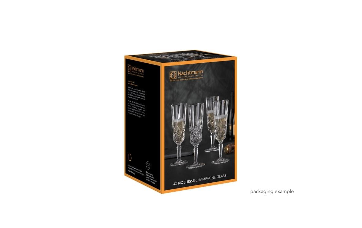 Champagnerglas Noblesse, 4 StückSektgläser-Set aus Kristallglas mit Karomuster
