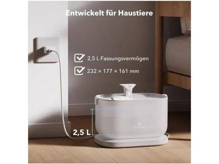 Petlibro Dockstream kabellose Wasserfontäne Weiss Kabelloser Petlibro Dockstream Trinkbrunnen mit Pumpe und Filter für Katzen und Hunde
