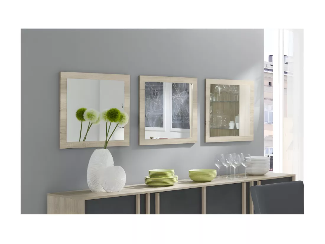 Lot de 3 miroirs MALMO coloris sonoma 60x60x3