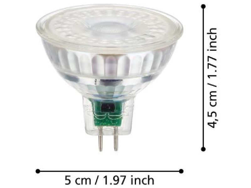 EGLO Leuchten Lampe 4.5 W GU5.3 Warmweiss LED-Reflektorspots aus klarem Glas