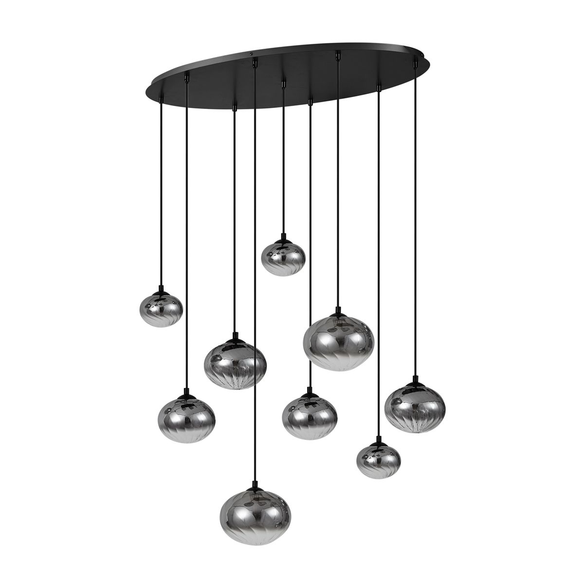 Moderne hanglamp zwart met smoke glas 9-lichts - Jia