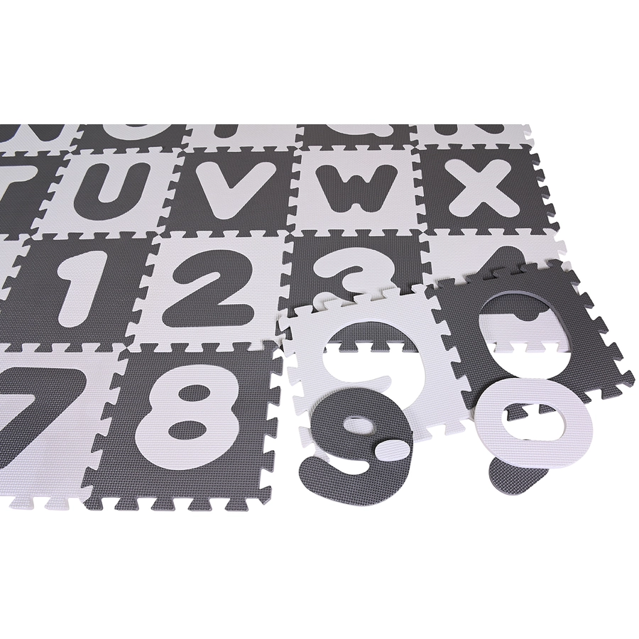 knorr toys® Puzzlematte - Alphabet + Zahlen grau-weiß