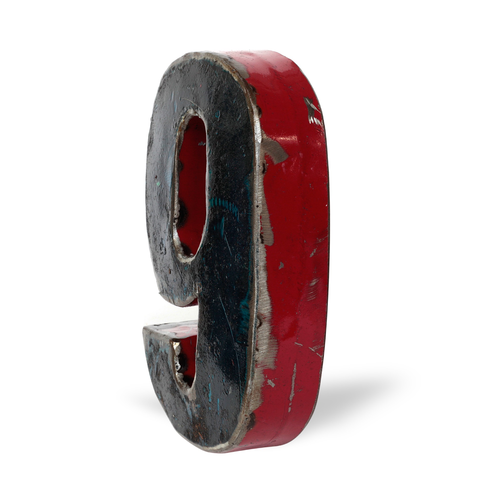 Metallziffer '9', multicolor, T 15 cm, B 20 cm, H 4 cm von fischer's lagerhaus