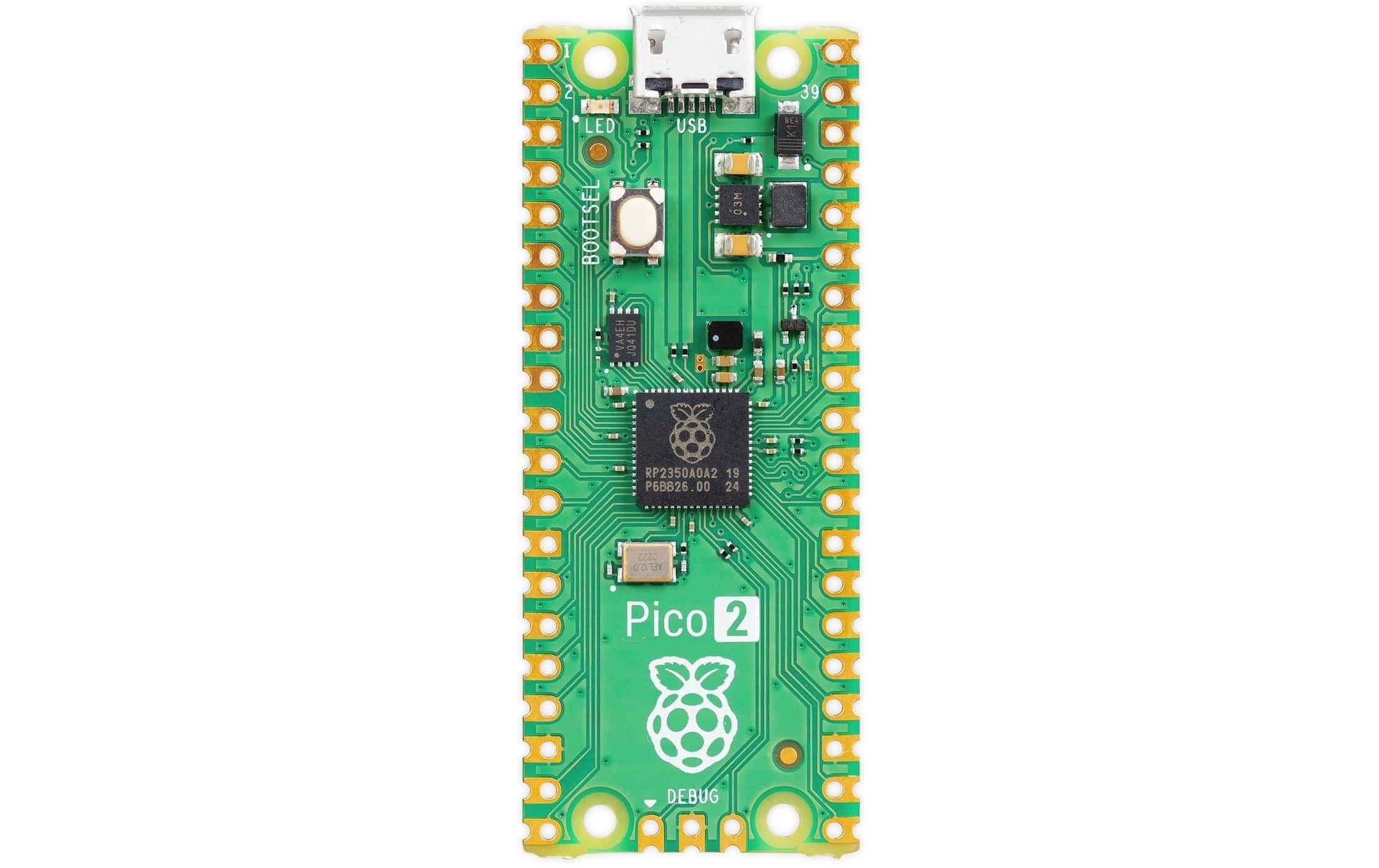 Entwicklerboard Pi Pico2Raspberry-Pi-Mikrocontroller, 520 KB Prozessor: RP235x