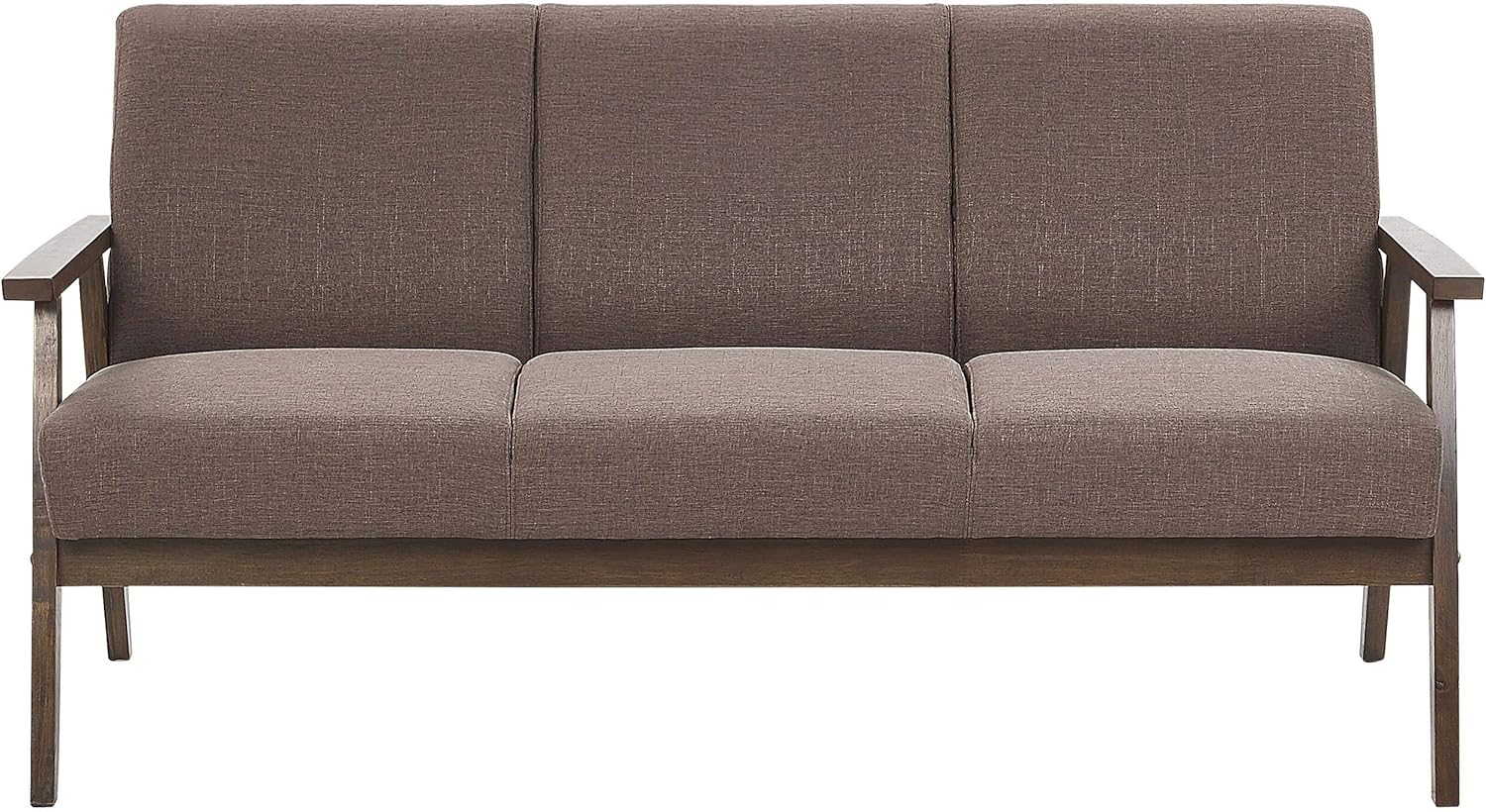 Beliani Retro Polstersofa 3-Sitzer braun mit Holzgestell und Federkern Couch Asnes