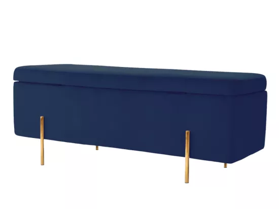 Banc coffre en velours HERVE - Bleu nuit