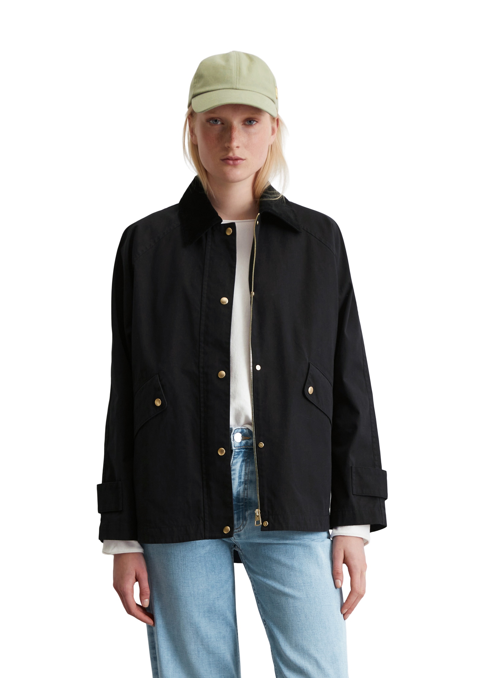 Marc O'Polo Langjacke im Cape-Stil, Kragen mit Cord, relaxed fit