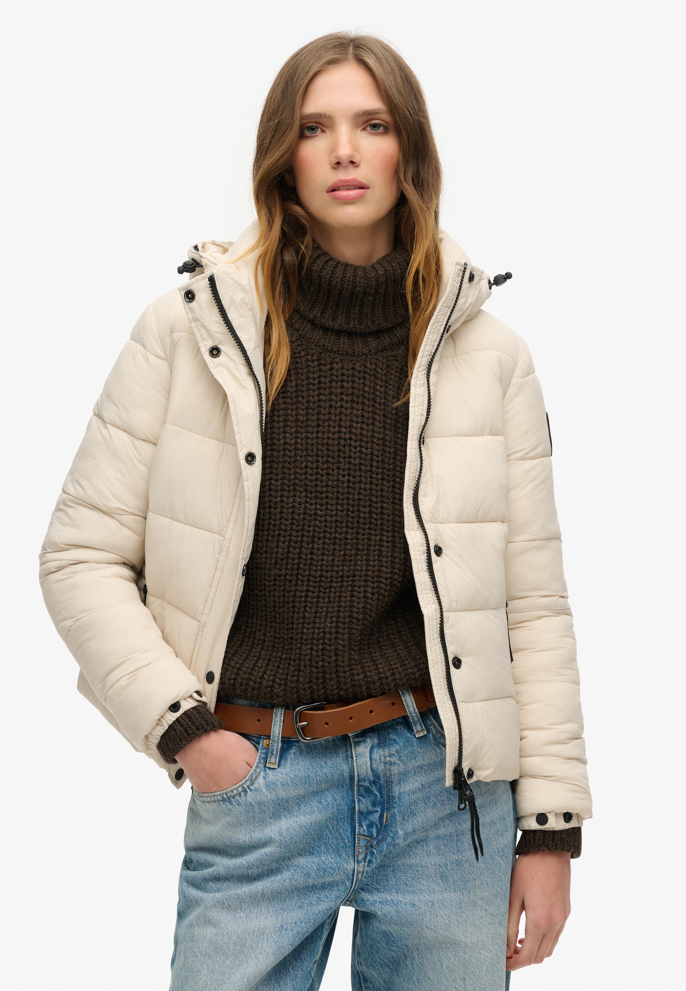 Superdry Steppjacke »FAUX FUR SHORT HOOD PUFFER« mit Kapuze