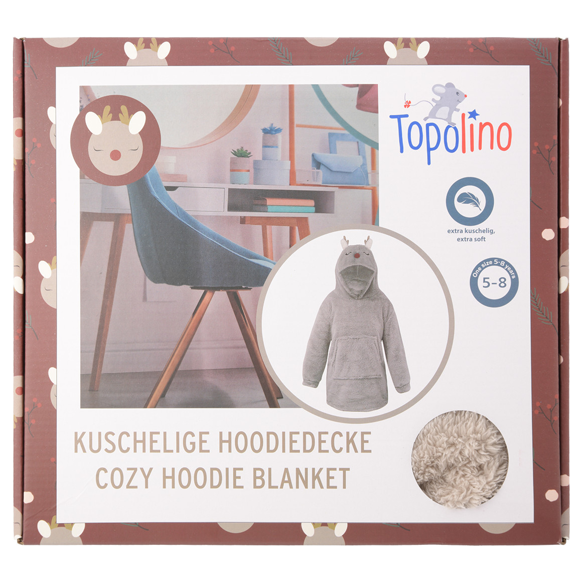 Topolino Kinder Hoodie-Decke mit Kapuze beige