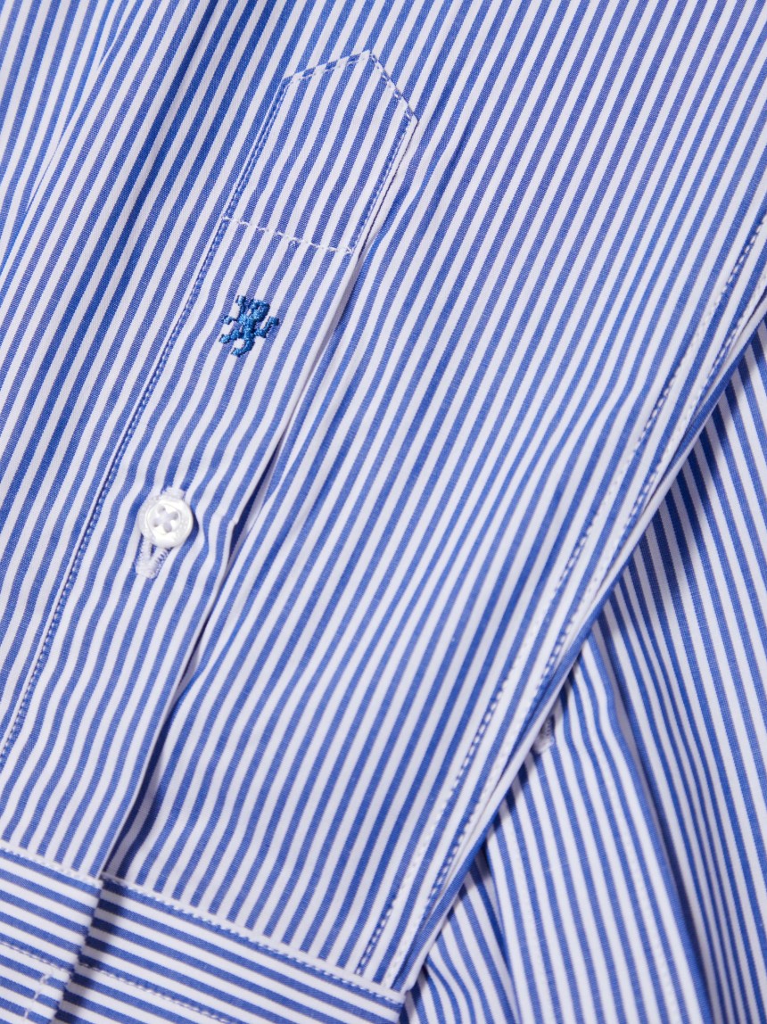 Camisa de riscas slim fit em popelina