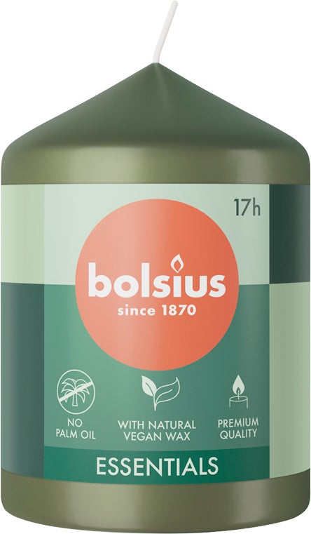 Bolsius stompkaars Essentials groen 17 uur D 5,8 H 8 cm