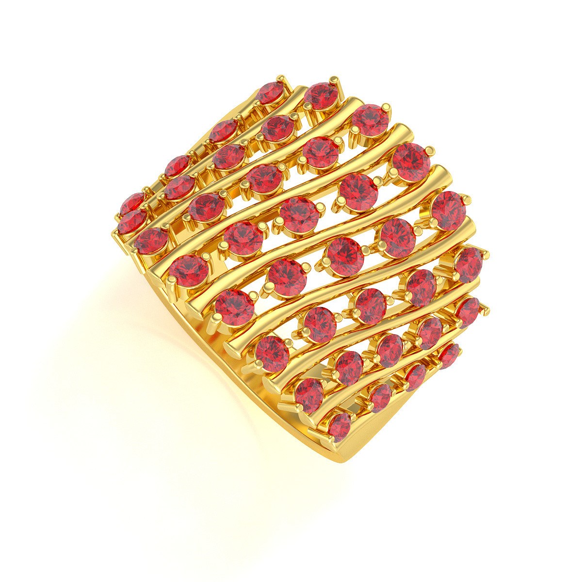 Bague ADEN Or 585 Jaune Rubis 6.92grs