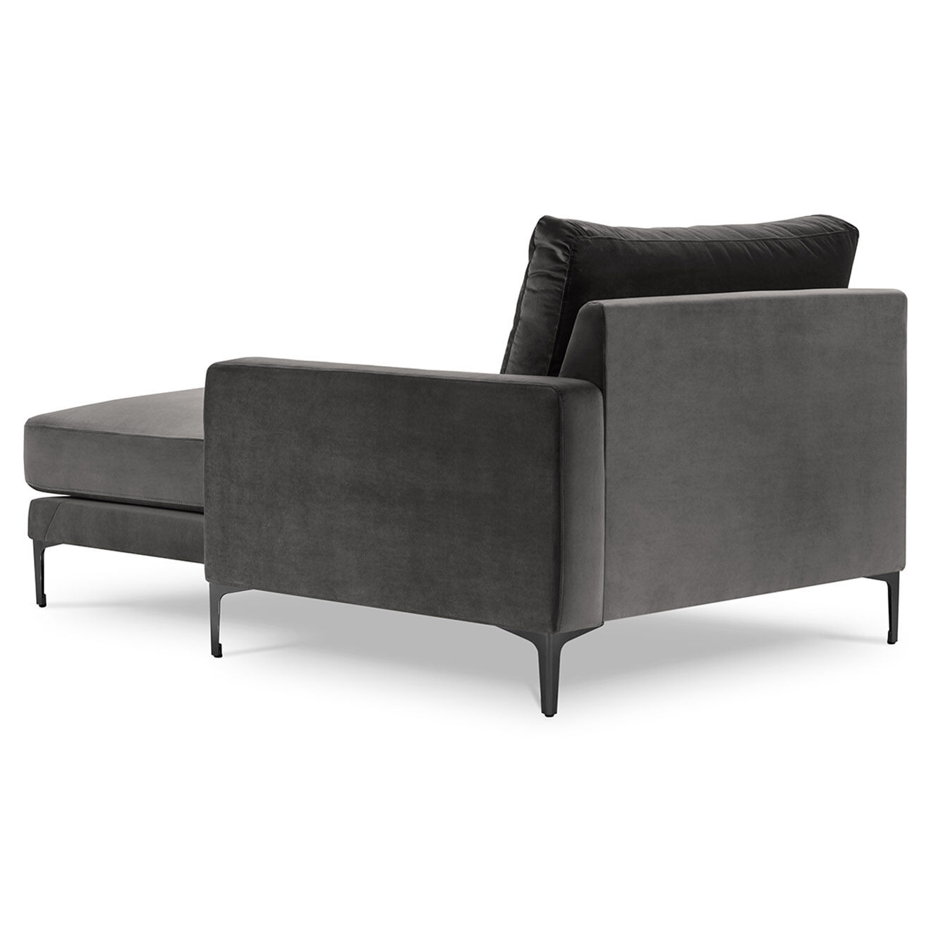 Mazzini Sofas Méridienne Velours Droite Venus grise - 160x104x90 cm