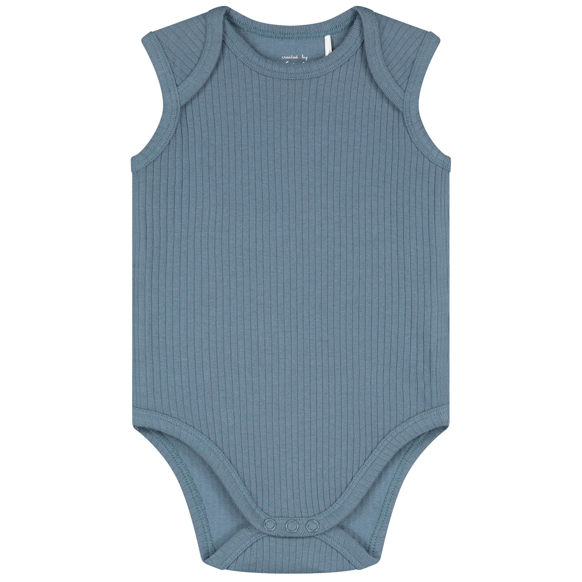 Prénatal romper rib mouwloos effen blauw