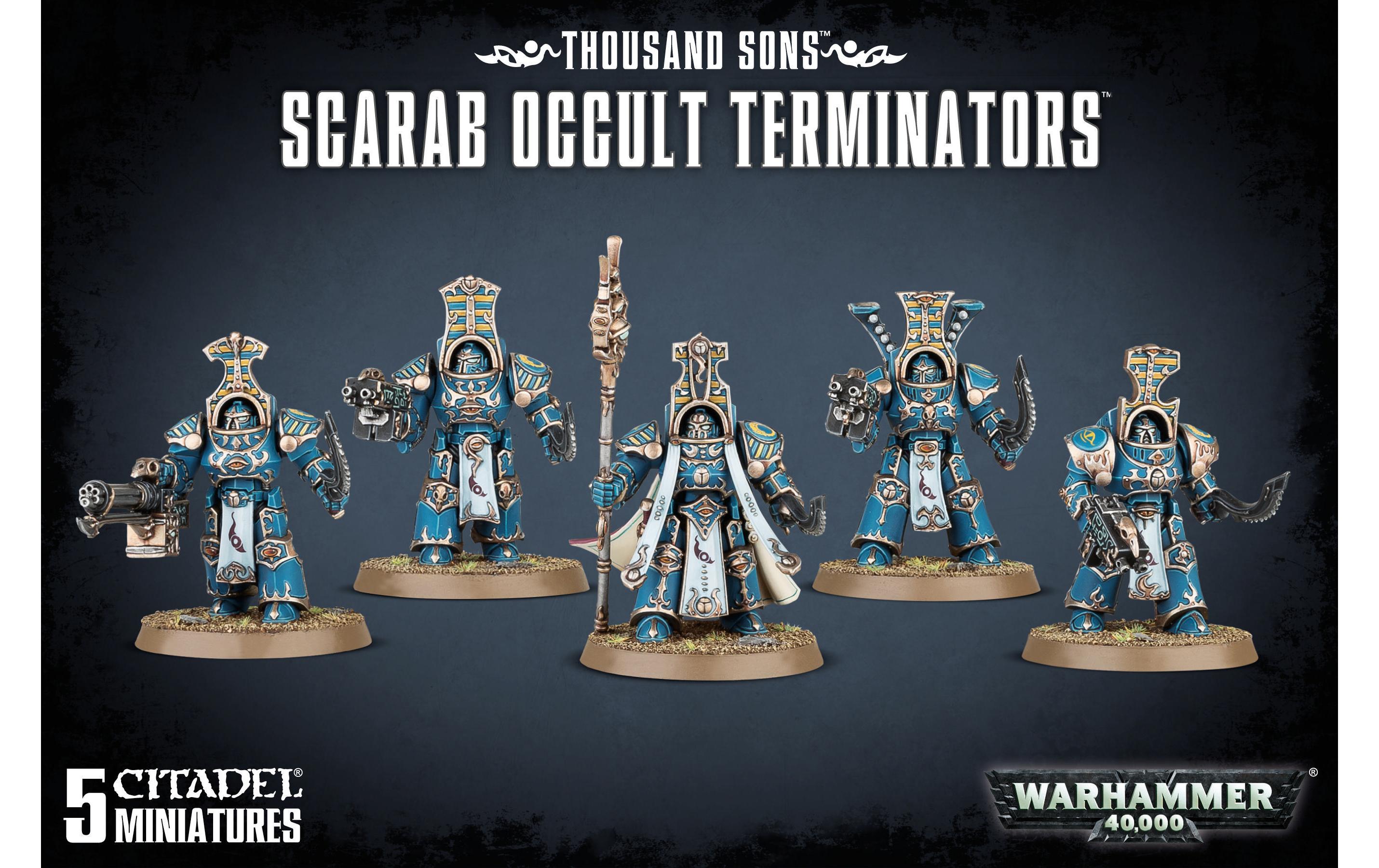 Figurenset WH40K Thousand Sons Scarab Occult TerminatorsGeräuschlos bis zur Eröffnung des Feuers