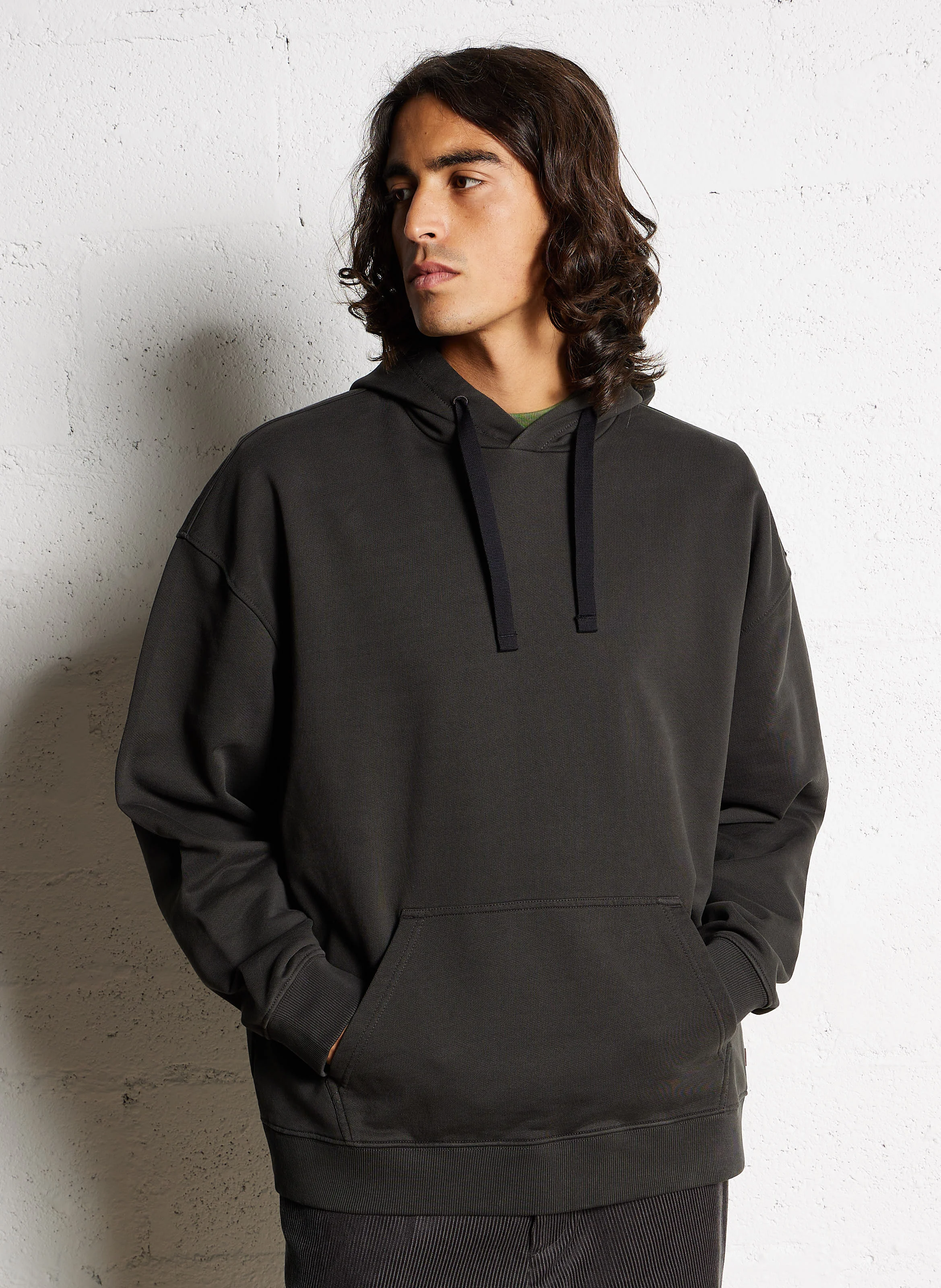 Sweat à capuche sérigraphié en coton | Gris