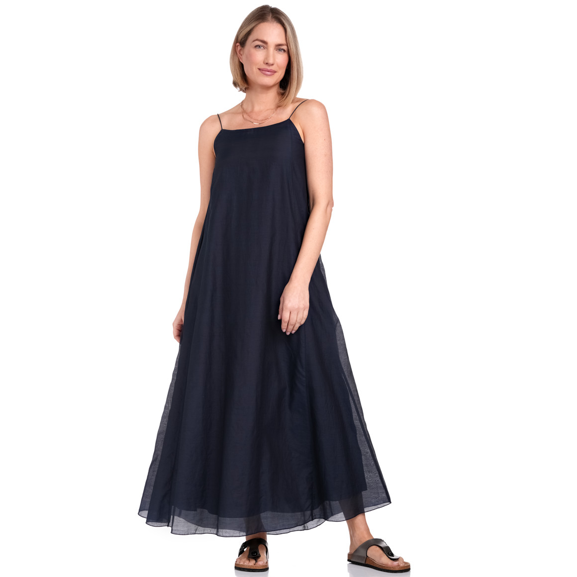 Damen Kleid mit Nacken-Schnürung dunkelblau