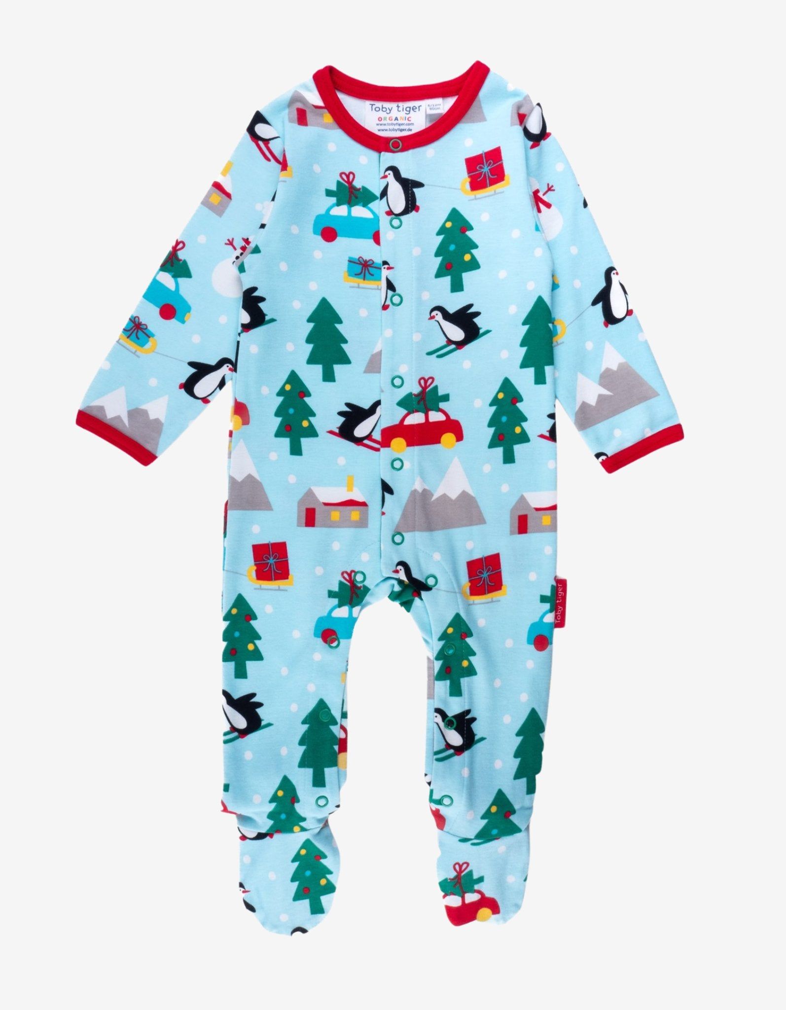 Toby Tiger Schlafanzug, Strampler mit geschlossenen Füßen, weihnachtliches Motiv
