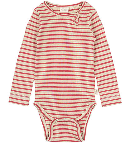 Petit Piao Body l/ä - Rib - Modal - Light Berry/Dark Off White