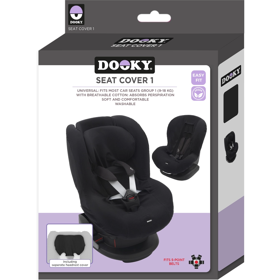 DOOKY Sitzbezug für Kindersitze Gruppe 1 Black Uni