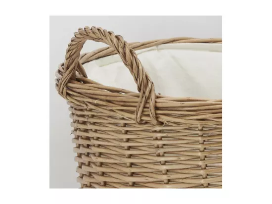 Corbeille à linge en osier brut doublé