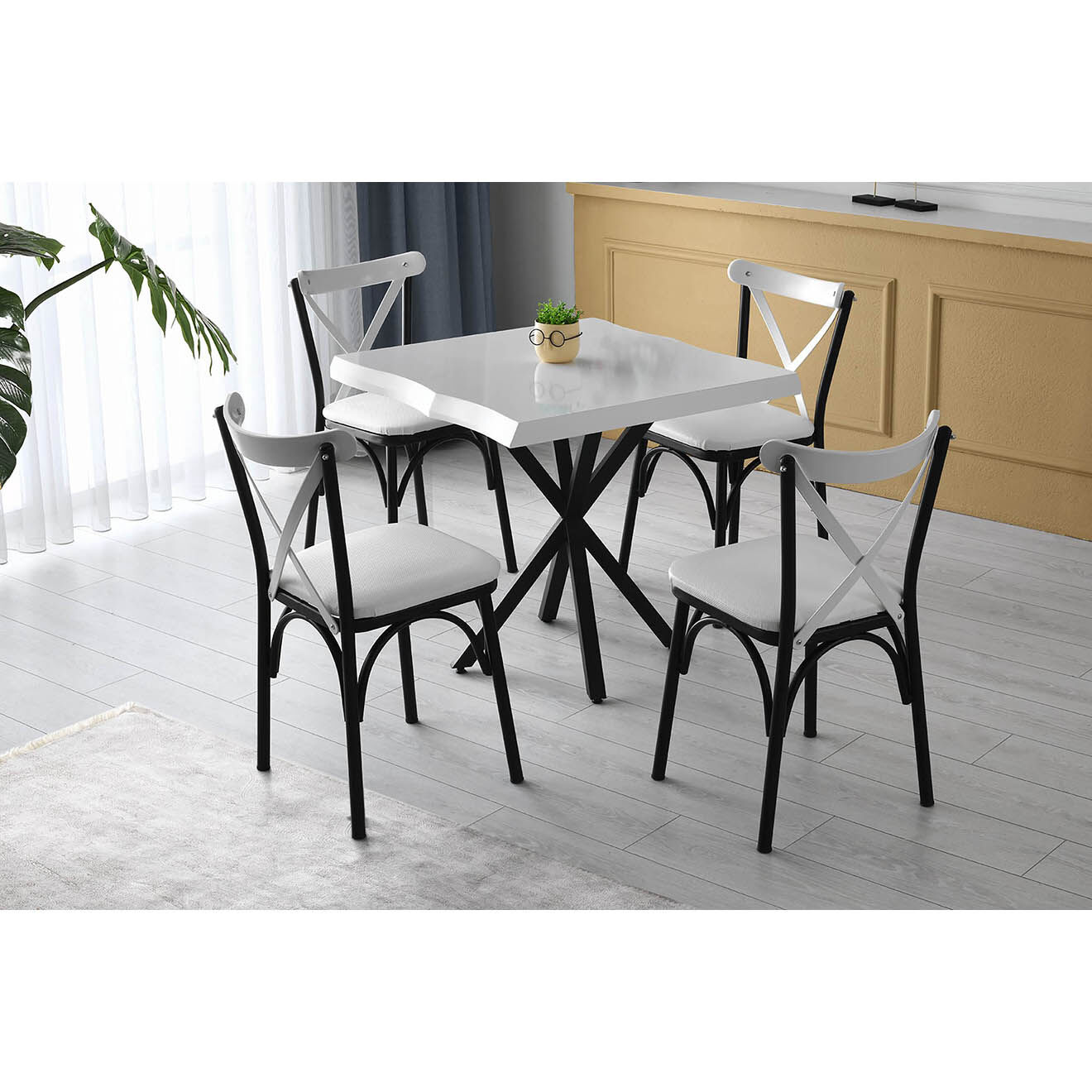 Homitis Table à manger Safir 1461 blanche - 80x75x80 cm