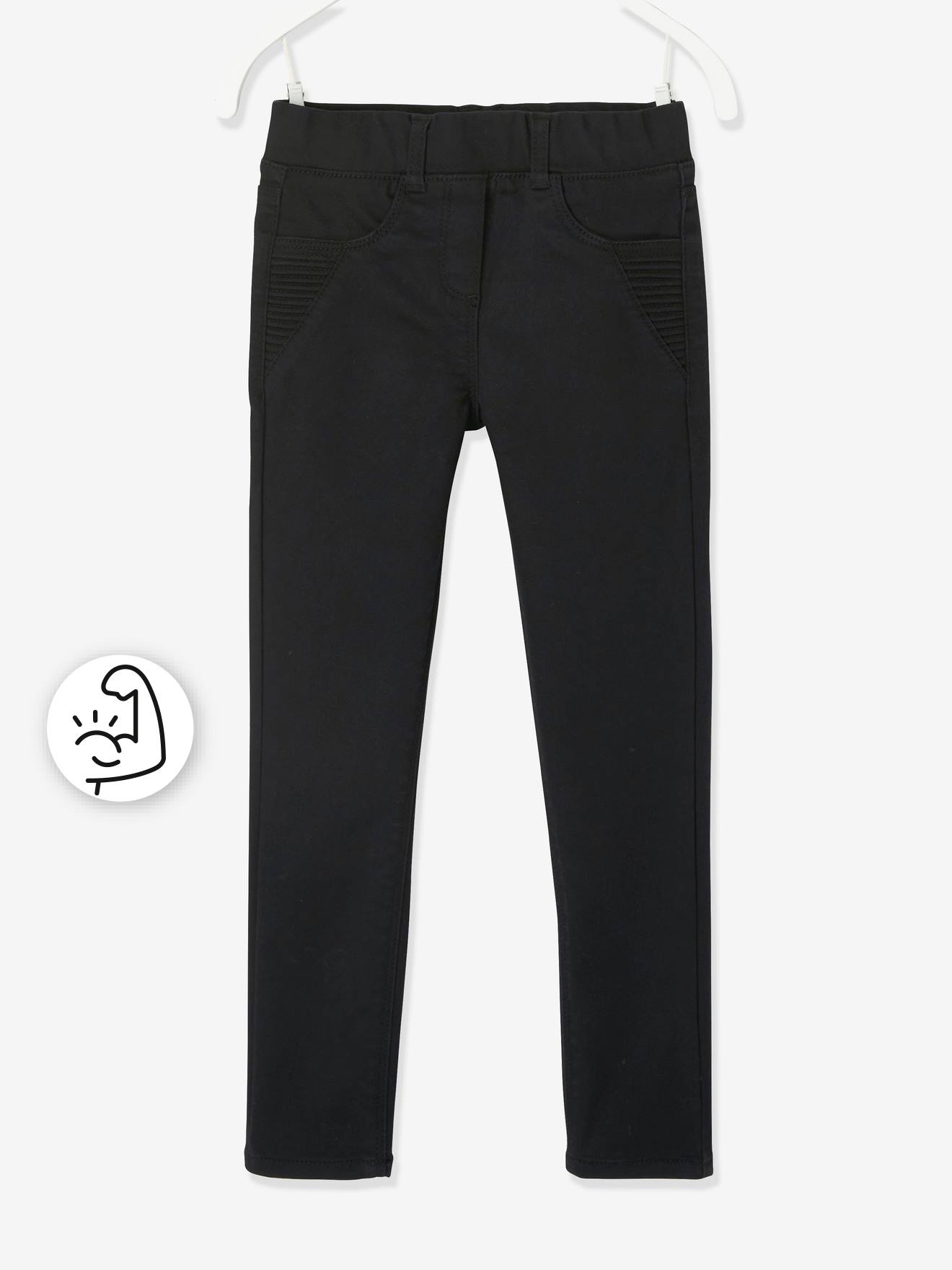 Jeggings indestrutíveis para meninas. Pretas lisas.
