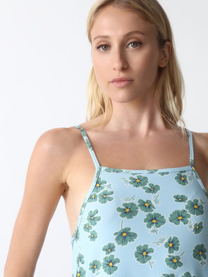 Vestido curto de alças finas - Azul Pastel