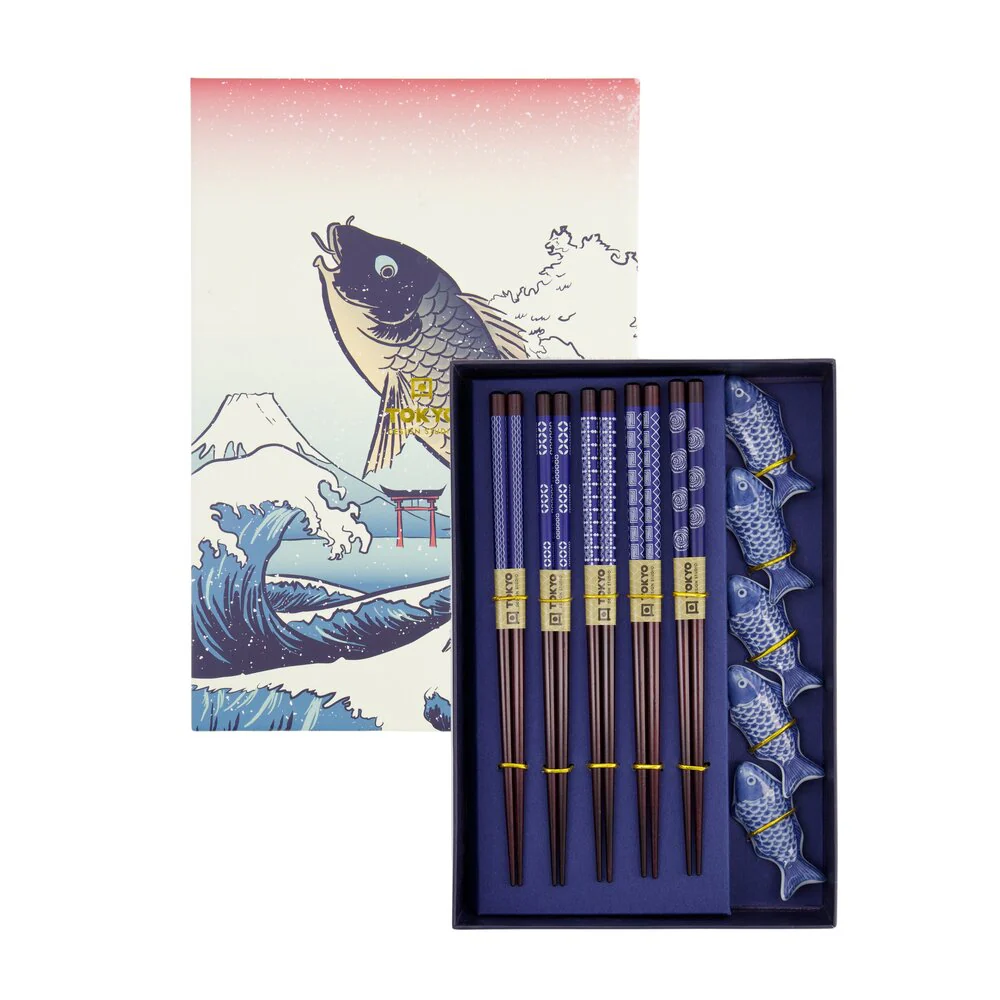 Tokyo Design Studio  Spisepinde & holdere gavesæt, Fish - 5 par
