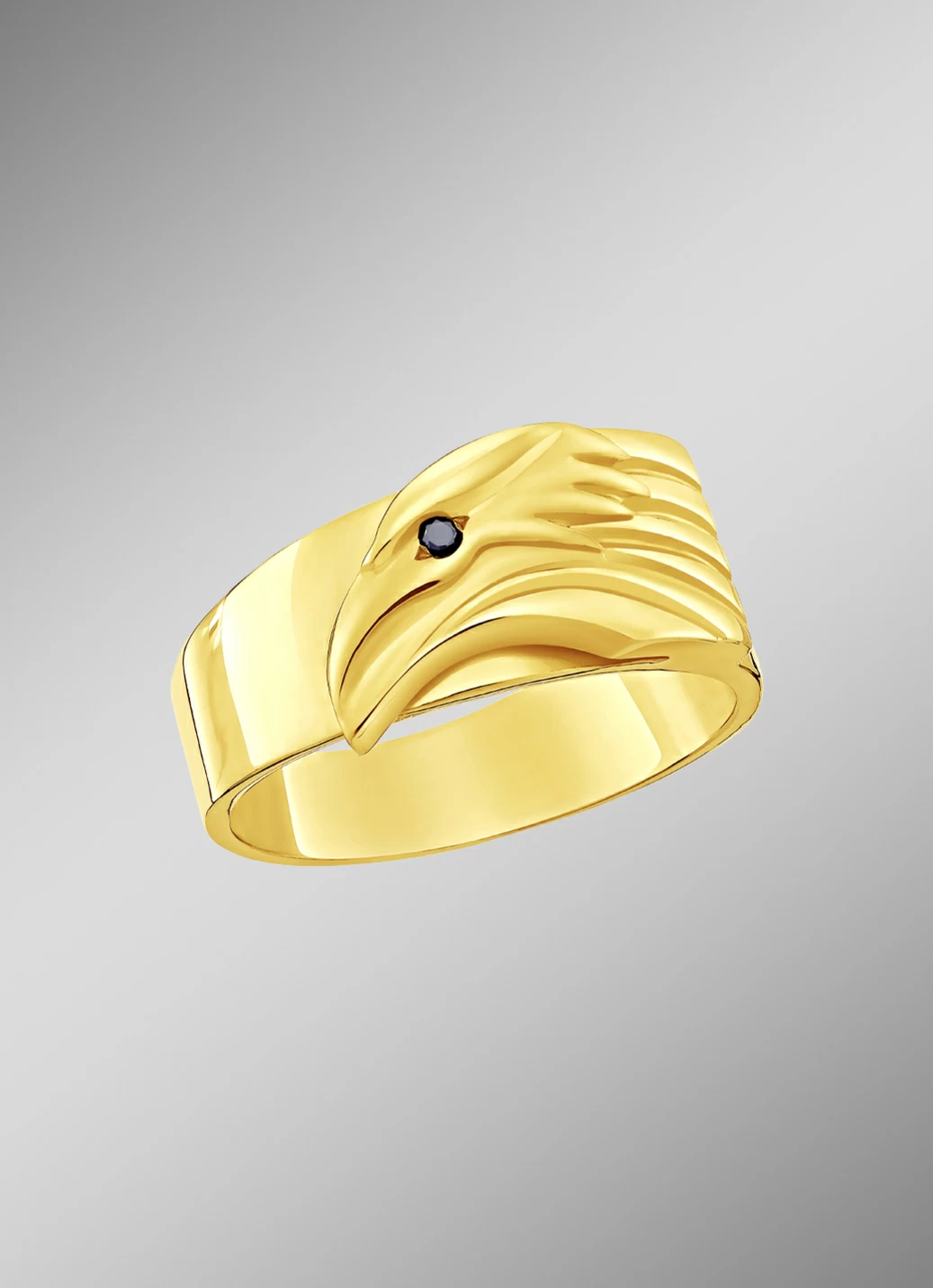 Adlerkopf Herrenring mit schwarzem Diamant