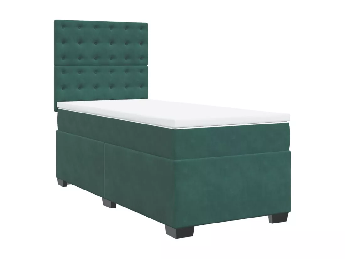 Sommier à lattes de lit et matelas Vert foncé 80x200 cm Velours