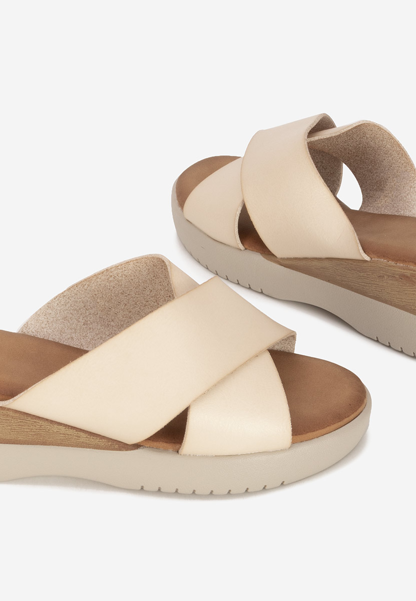 Mules à plateforme beige Jadie