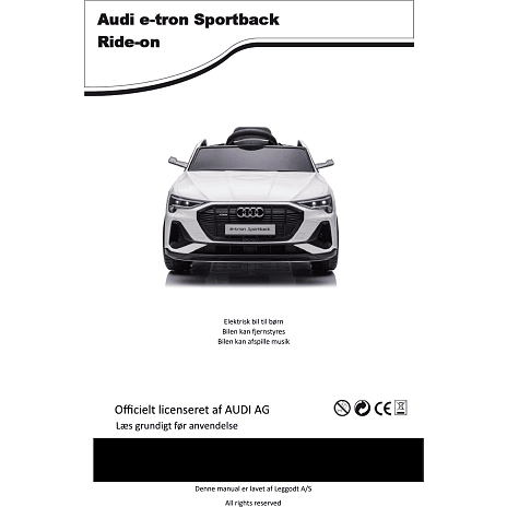 Audi e-tron licens elektrisk bil 12V