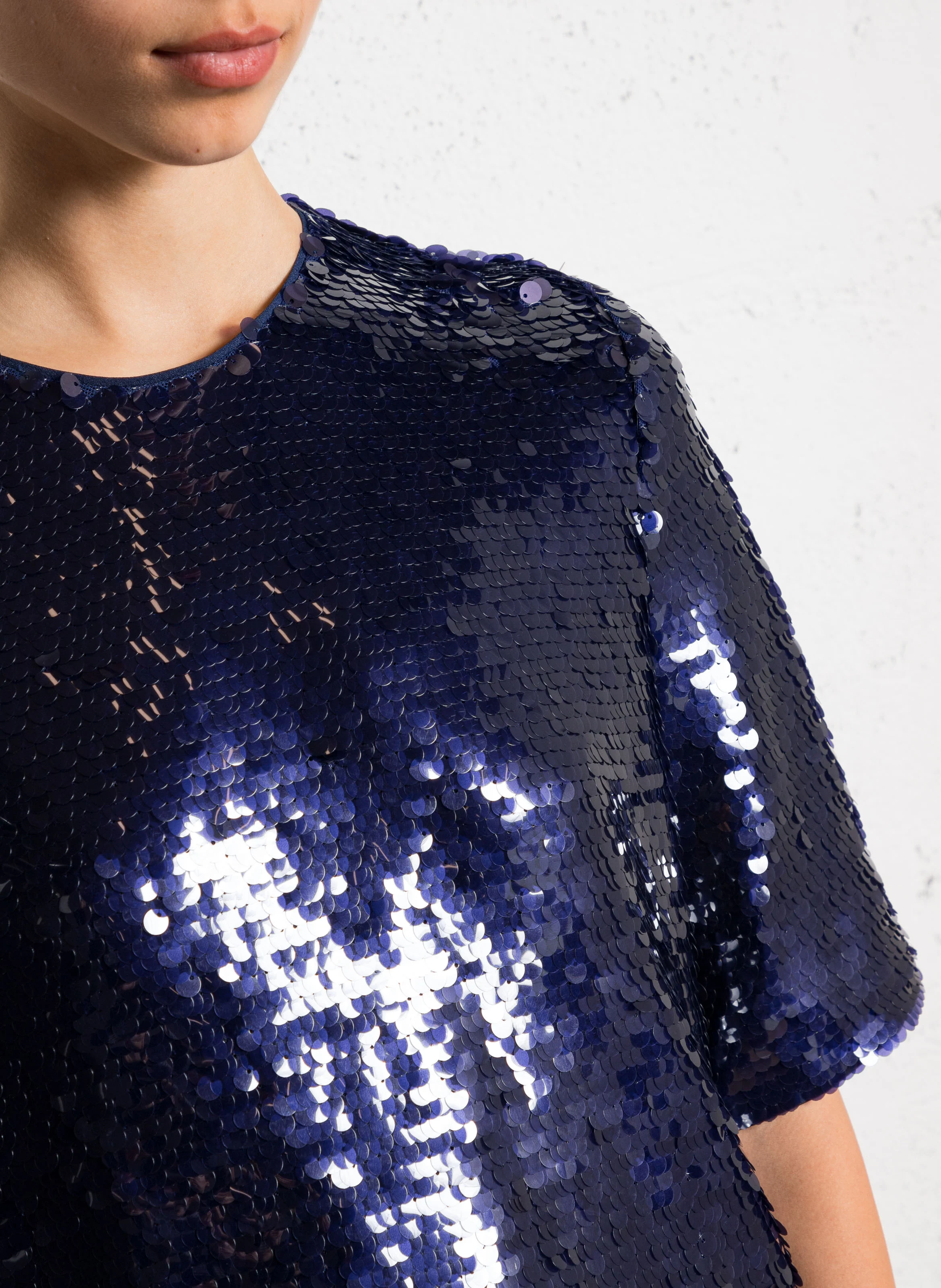 TALMY - Top droit col rond en sequins | Violet